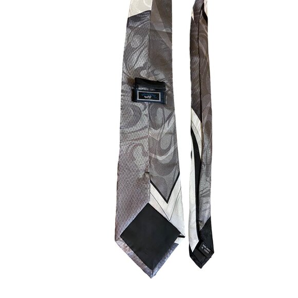 Vintage Hansom Mens Necktie Black White Swirl Pattern Abstract Dad Gift Corpcore - Picture 4 of 5